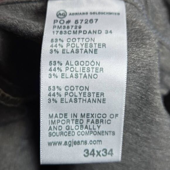 AG ADRIANO GOLDSCHMIED Tan The Tellis Modern Slim Italian Jeans sz 34x34 28" Ins - Picture 11 of 12